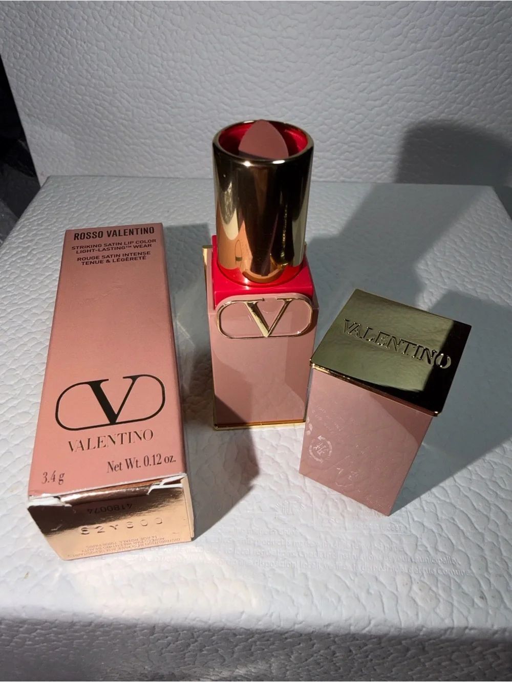 Valentino Satin Lipstick — Nude Caress (peachy nude)